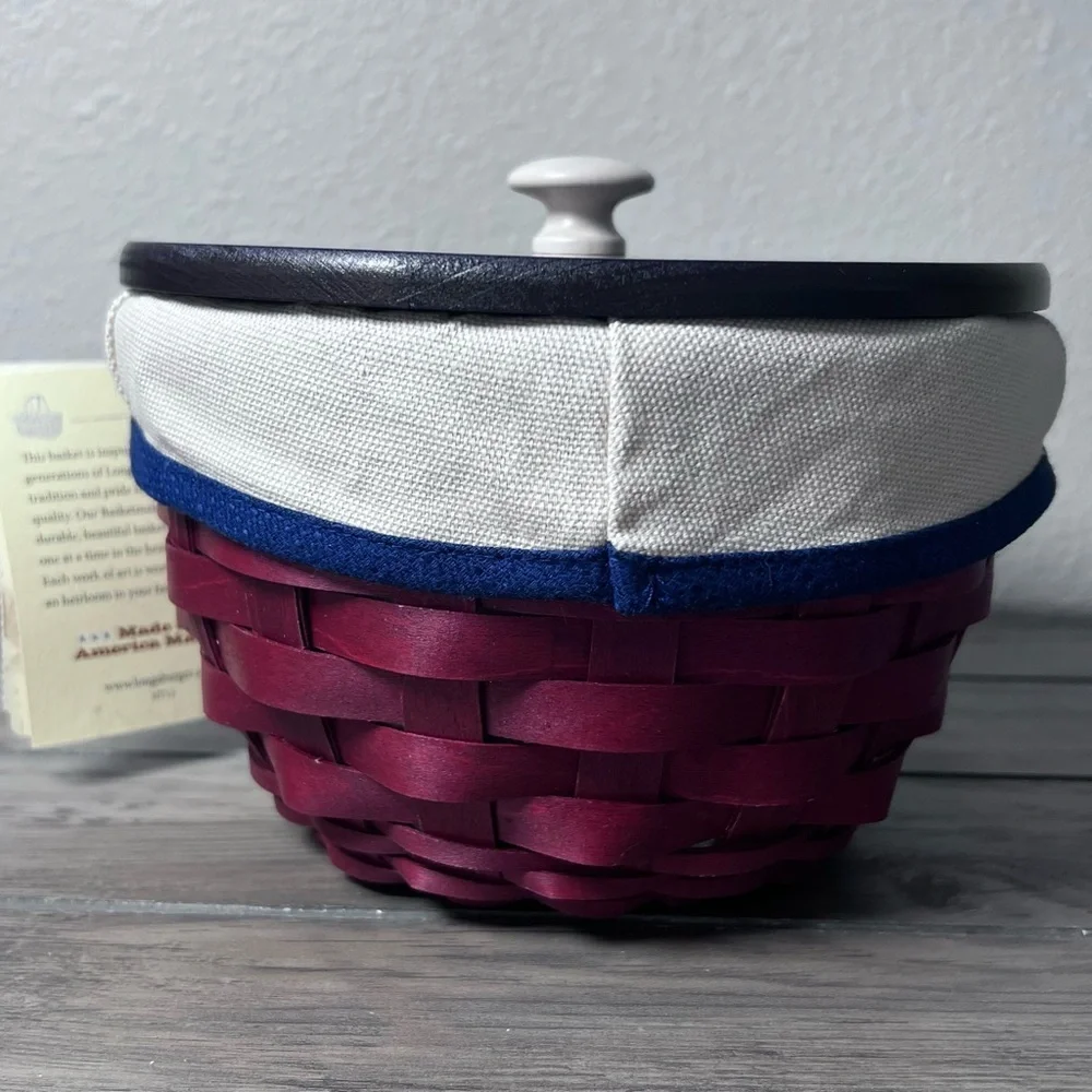 Longaberger NEW 2011 Americana Small Ware Basket Combo set Patriotic Star tie-on